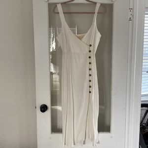 White midi dress with slit